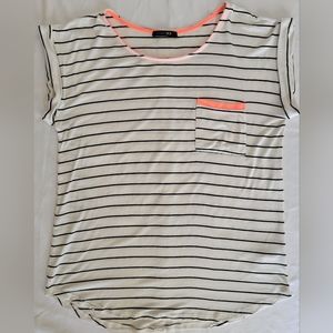 Papermoon Anica One Pocket Cream and Black Stripped Knit Top, Size Women's Small